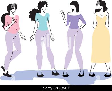 Frauen glücklich mit sozialen Leben teilen Vektor Illustration Desing Stock Vektor