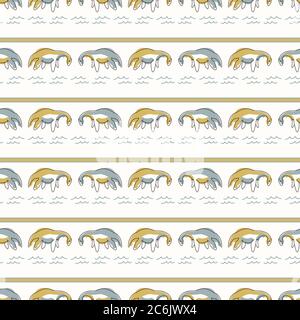 Nahtlose Hintergrund Plesiosaurus Dinosaurier Streifen Geschlecht neutral Baby Muster. Einfache skurrile minimal erdige 2-Ton-Farbe. Kinder Kinderzimmer Tapete oder Stock Vektor