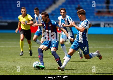 BARCELONA, SPANIEN - 20. JUNI: Jose Luis Morales von Levante während des Liga-Spiels zwischen RCD Espanyol und Levante im RCD-Stadion am 20. Juni 2020 in Bar Stockfoto