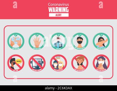 Satz von Symbolen Sicherheitsmaßnahmen und Vorsichtsmaßnahmen, Warnschilder Vektor Illustration Design Stock Vektor