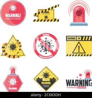 Satz von Symbolen Sicherheitsmaßnahmen und Vorsichtsmaßnahmen, Warnschilder Vektor Illustration Design Stock Vektor