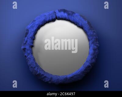 Sockel für Produktpräsentation mit blauer Woll Arch 3d Rendering Illustration Stockfoto