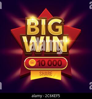 Retro-Schild mit Lampe Big Win Banner. Stock Vektor