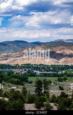 Tagesansicht von 'S Mountain'; Tenderfoot Mountain; Stadt Salida; Colorado' USA Stockfoto