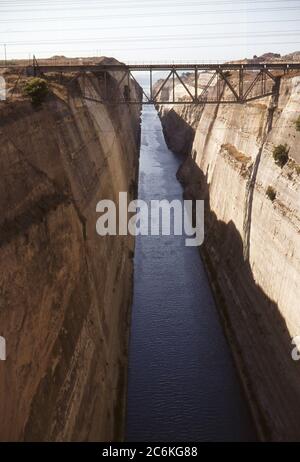 Ein Blick auf den Kanal von Korinth, Griechenland. 1963 Stockfoto