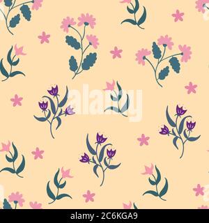 Nahtloses Muster mit niedlichen kleinen Blumen. Vektor floralen Hintergrund. Stock Vektor