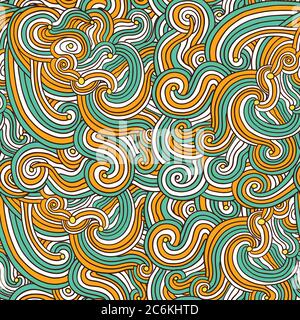 Bunte Nahtloses Muster mit lockigen Doodle-Linien. Vektorgrafik. Stock Vektor