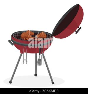 Wasserkocher Grill. Picknick Camping Kochen. Grillparty isoliert Stock Vektor