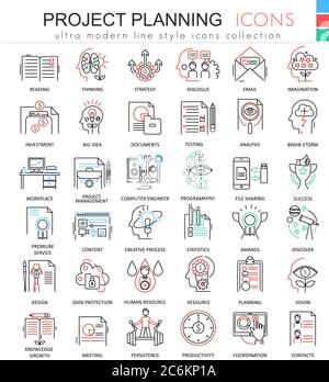 Vector Business Finance Projektplanung ultra moderne Farbe Umriss Linie Symbole für Apps und Web-Design Stock Vektor