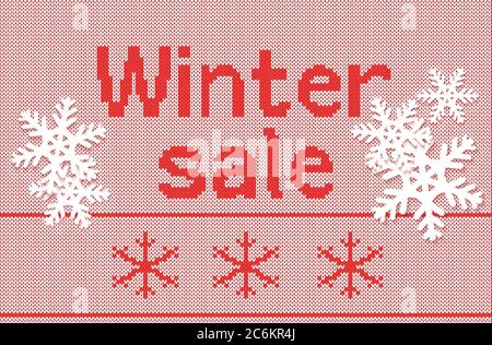 Winter Sonderangebot Rabatt Vorlage Banner. Weihnachten Sale Rabatt Strickmode für Design. Nordisches Nahtloses Stricken Stock Vektor