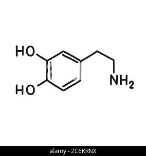 Dopamin chemische Formel Doodle Symbol, Vektor-Linie Illustration Stock Vektor