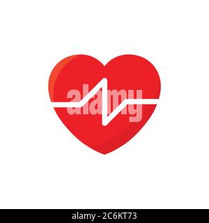 Symbol für Herzschlag flach, Vektorfarbe Stock Vektor