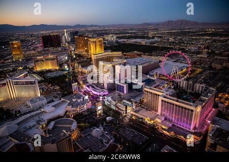Las Vegas, NV, USA. Juli 2020. Luftaufnahmen des Las Vegas Strip in Las Vegas, NV am 9. Juli 2020. Kredit: Erik Kabik Fotografie/Media Punch/Alamy Live Nachrichten Stockfoto