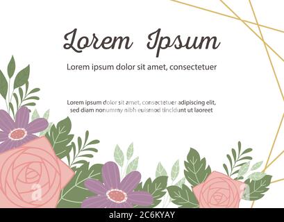 Hochzeit Einladung dekorative Blumen und Pflanzen romantische Grußkarte oder Ankündigung Vektor Illustration Stock Vektor