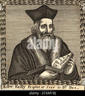 1590 c, GROSSBRITANNIEN: Der britische Okkultist, Alchemist und Medium Spiritist Sir EDWARD KELLEY (oder KELLY oder TALBOT, 1555 - 1597). Er ist am besten bekannt für die Arbeit mit John Dee in seinen magischen Untersuchungen. Portrait gestochen von Moses Griffiths , veröffentlicht im Jahr 1781 . - ALCHEMIE - ALCHIMIE - ALCHIMIE - ALCHIMISTA - MEDIUM - SEDUTE SPIRITICHE - Medianità - Spiritualist - OCCULTO - OCCULTISTA - OKKULT - MAGO - MAGIA - MAGIER - PARAPSICOLOGIA - Pietra filosofale - Stein der Weisen - PARAPSYCOLOGY - PARANORMALE - OCCULTO - MYSTERY - MYSTERY - Portrait - MYSTERY ritratto - Gravur - Inzisione - Stockfoto