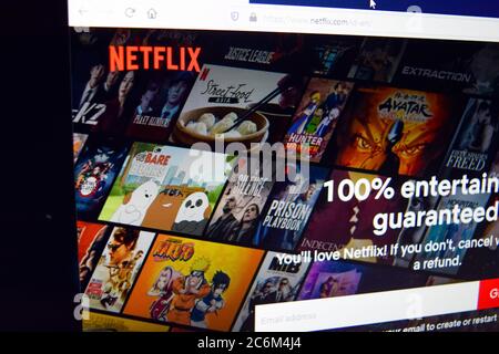 Netflix Homepage. Netflix Inc. Ist ein US-amerikanisches multinationales Entertainment-Unternehmen, das am 1997 gegründet wurde. Bekasi, Juli 11 2020 Stockfoto