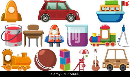 Satz von verschiedenen Objekten Cartoon-Illustration Stock Vektor