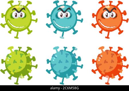 Coronavirus Emoticon und Emojis mit Gesichtsausdrücke isoliert auf weißem Hintergrund Illustration Stock Vektor