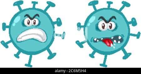 Coronavirus Emoticon und Emojis mit Gesichtsausdrücke isoliert auf weißem Hintergrund Illustration Stock Vektor