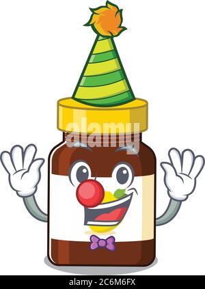 Smiley Clown Flasche Vitamin C Cartoon Charakter Design Konzept Stock Vektor