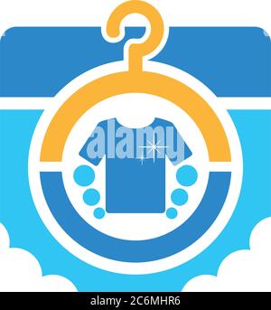 Waschmaschine mit Kleiderbügel und T-Shirt innen Stock Vektor