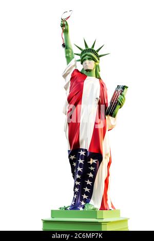freiheitsstatue mit einer OP-Maske 3d-Illustration Stockfoto