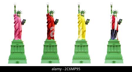 freiheitsstatue mit einer OP-Maske 3d-Illustration Stockfoto