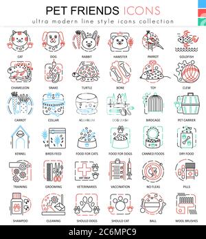 Vektor Haustier Freund Farbe Linie Umriss Symbole für Apps und Web-Design. Heimtier Haustier Symbole Stock Vektor