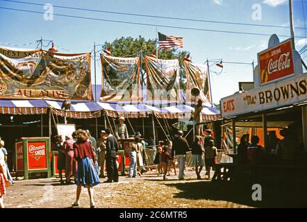 Barker auf dem Gelände der Vermont State Fair, Rutland, VT September 1941 Stockfoto