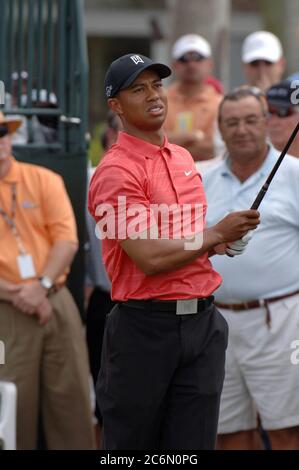 MIAMI, FL-MÄRZ: Tiger Woods bei der Ford Championship in Doral zum zweiten Jahr in Folge. Auf dem Dorals Blue Monster Golfplatz im Doral Golf Resort & Spa. März 2006 Miami Beach, Florida Menschen: Camilo Villegas Stockfoto