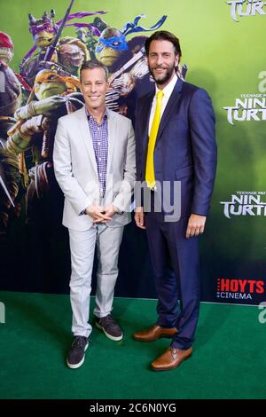 Die Produzenten Brad Fuller und Andrew Form kommen auf dem grünen Teppich für die Special Event Vorführung im Hoyts Kino, The Entertainment Quarter, lang Road Stockfoto