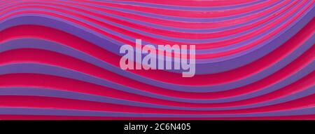 Moderne bunte rosa rot blau lila Linie Kurve Beton Wand Architektur abstrakt Banner Hintergrund Stockfoto