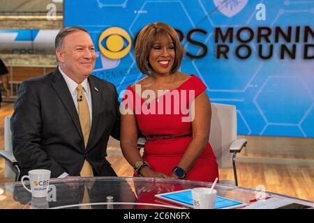 US-Außenminister Michael R. Pompeo nimmt am 20. August 2019 an einem Fernsehinterview mit Gayle King von CBS News in New York, New York, Teil Stockfoto