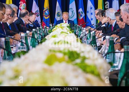 Sekretär Pompeo nimmt an einem von Präsident Trump veranstalteten Treffen zu Venezuela Teil Stockfoto