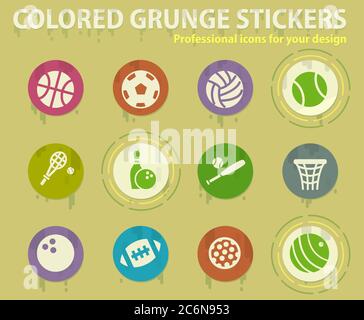 Sportbälle farbige Grunge Symbole Stock Vektor