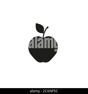 Apple-Symbol . Vektorgrafik. Schwarzer Apfel auf weißem Hintergrund. Stock Vektor