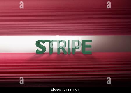 Buchstabenstreifen Wortblock mit Streifenhintergrund. 3D-Rendering. Stockfoto