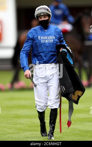 Jockey James Doyle am dritten Tag des Moet and Chandon July Festivals auf der Newmarket Racecourse. Stockfoto