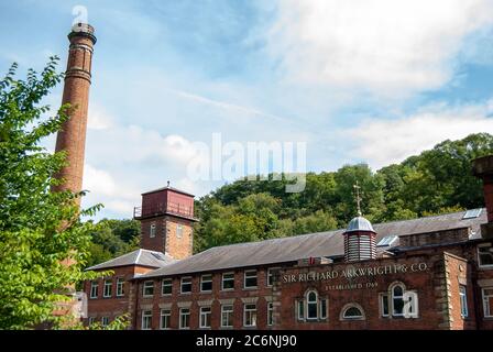 Die historischen Masson Mills in der Nähe von Matlock in Derbyshire, Großbritannien Stockfoto