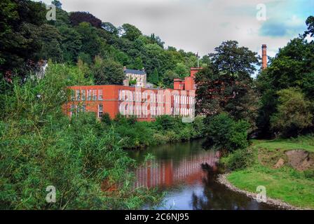 Die historischen Masson Mills in der Nähe von Matlock in Derbyshire, Großbritannien Stockfoto