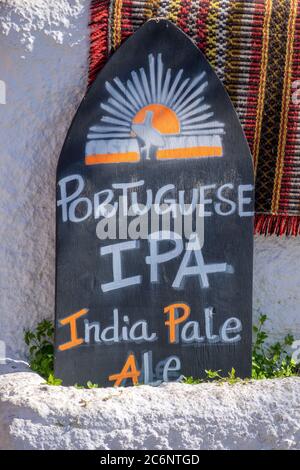 Restaurant Kreide Schild Werbung Portugiesisch IPA Indien Pale Ale Beer Silves Portugal Stockfoto