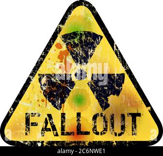 Nukleare Fallout Warnschild, Vektor-Illustration Stock Vektor