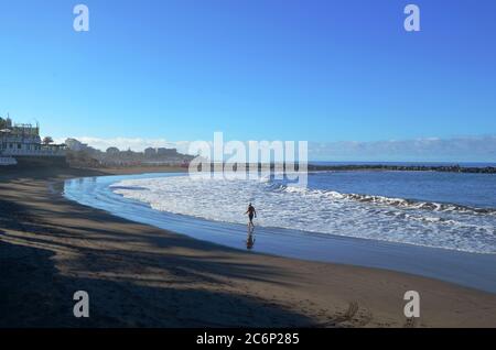 Morgen am Strand, Playa de Troya, Costa Adeje, Teneriffa Stockfoto