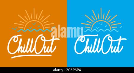 Abstrakt Hand Geschrieben Wort Chillout Vektor Illustration. Typografie Illustration Als Logotyp Stock Vektor