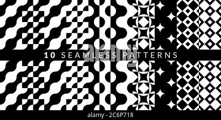 Zehn Abstrakte Geometrische Muster. Vektorgrafik Stock Vektor
