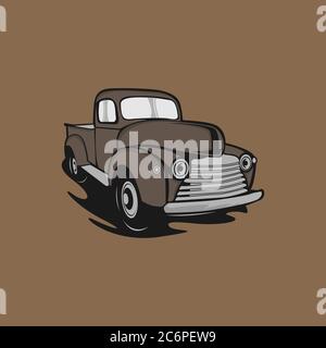 Klassische LKW-Illustration oder Vintage-oder Retro-Auto-Logo-Design. Vintage-Stil.EPS 10 Stock Vektor