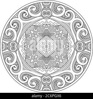 Vektor floral ethnischen Hand gezeichnet Linie Kunst Mandala Stock Vektor