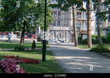 Eingang des Parks 'Potok' Jagodina, Serbien Stockfoto