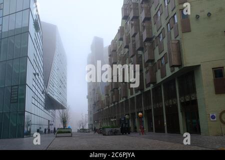 Ein nebliger Morgen in Amsterdam Stockfoto