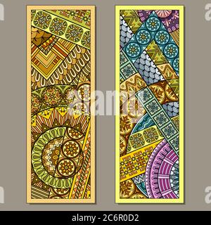 Set von abstrakten dekorativen ethnischen Lesezeichen Stock Vektor